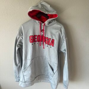 Champion Georgia Bulldogs Hoodie Mens Large Gray Red Performance Sweatshirt L‎
